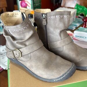 JBU Gray Ankle Booties with Decorative Strap